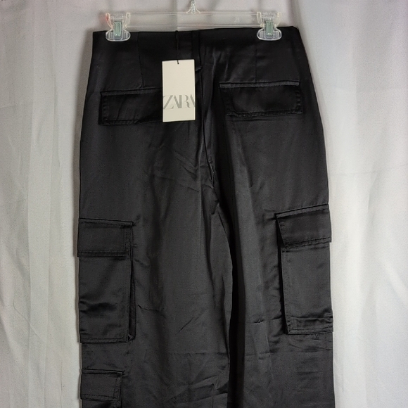 Zara Black Wide Leg  Cargo Pants. NWT. X-Small - Picture 5 of 9